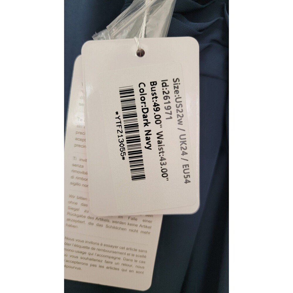 J.J.'s cocktail/special occasion dress in navy chiffon hi lo design new 22W - Picture 8 of 8